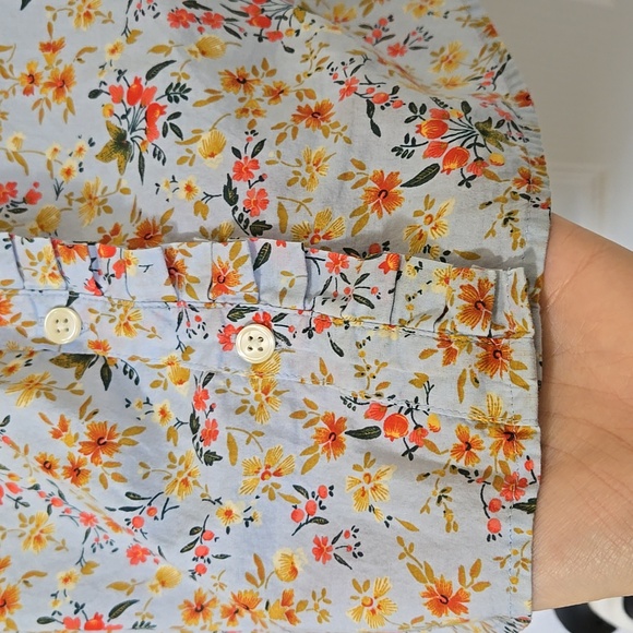 J Crew Mercantile Floral Ruffled long sleeve dress shirt size small - Picture 3 of 6